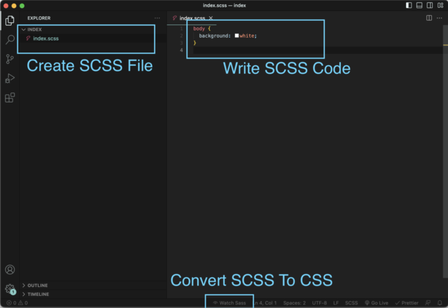 Generate CSS In Vs Code With Live SASS Compiler Watch Button